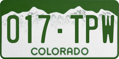 CO license plate 017TPW
