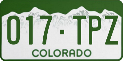 CO license plate 017TPZ