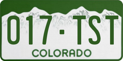 CO license plate 017TST
