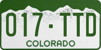 CO license plate 017TTD