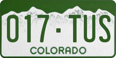 CO license plate 017TUS