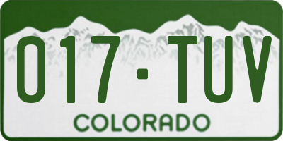 CO license plate 017TUV