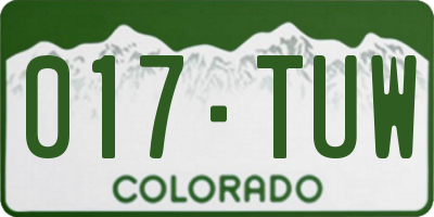 CO license plate 017TUW