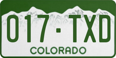 CO license plate 017TXD