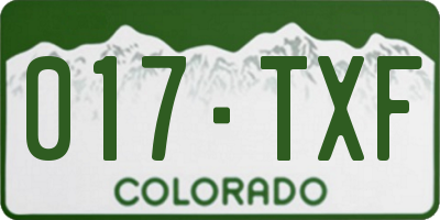 CO license plate 017TXF