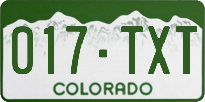 CO license plate 017TXT
