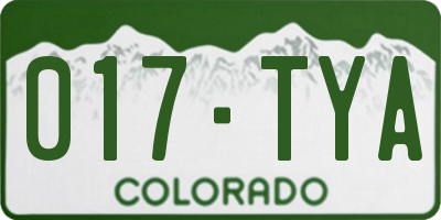 CO license plate 017TYA