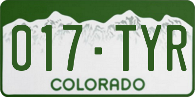 CO license plate 017TYR
