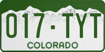 CO license plate 017TYT