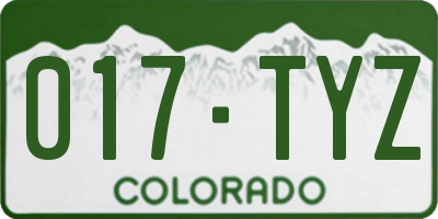 CO license plate 017TYZ