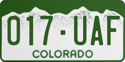 CO license plate 017UAF