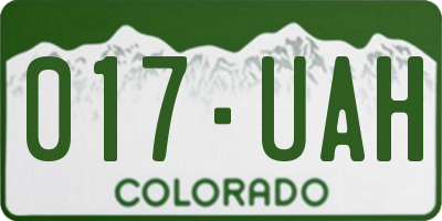 CO license plate 017UAH