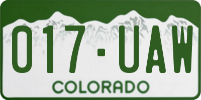 CO license plate 017UAW
