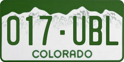 CO license plate 017UBL