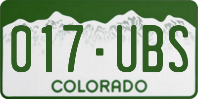 CO license plate 017UBS