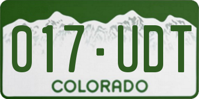 CO license plate 017UDT