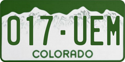 CO license plate 017UEM