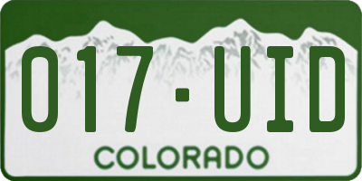 CO license plate 017UID