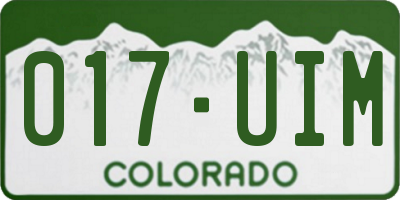 CO license plate 017UIM
