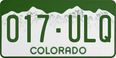 CO license plate 017ULQ