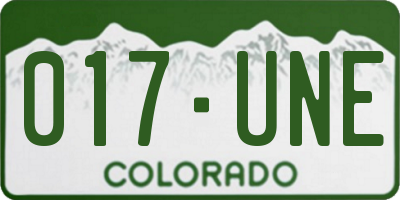 CO license plate 017UNE
