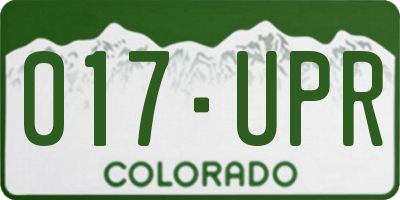 CO license plate 017UPR