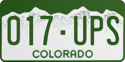 CO license plate 017UPS