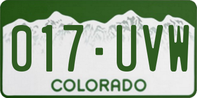 CO license plate 017UVW