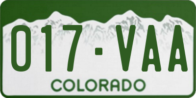 CO license plate 017VAA