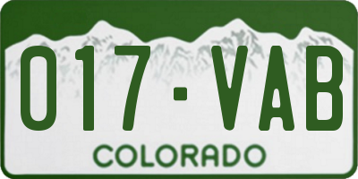 CO license plate 017VAB