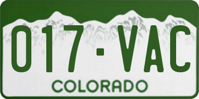 CO license plate 017VAC