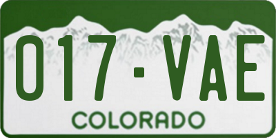 CO license plate 017VAE