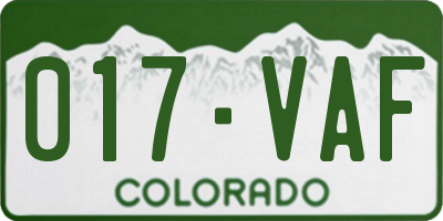 CO license plate 017VAF