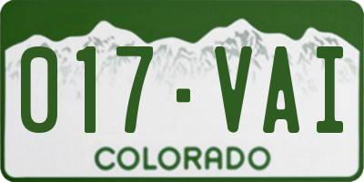 CO license plate 017VAI