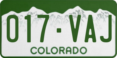 CO license plate 017VAJ