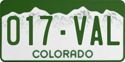 CO license plate 017VAL