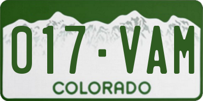 CO license plate 017VAM
