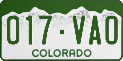 CO license plate 017VAO