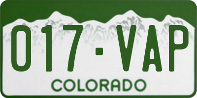 CO license plate 017VAP