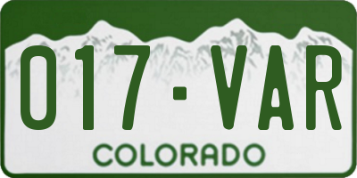 CO license plate 017VAR
