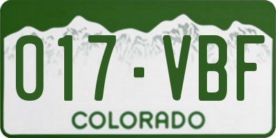 CO license plate 017VBF