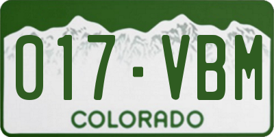 CO license plate 017VBM