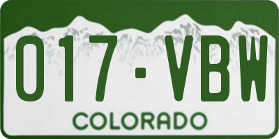 CO license plate 017VBW