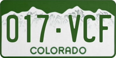 CO license plate 017VCF