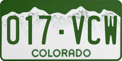 CO license plate 017VCW