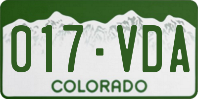 CO license plate 017VDA