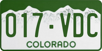 CO license plate 017VDC