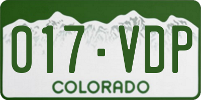 CO license plate 017VDP