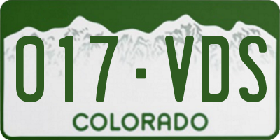 CO license plate 017VDS