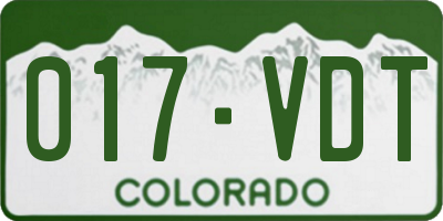 CO license plate 017VDT